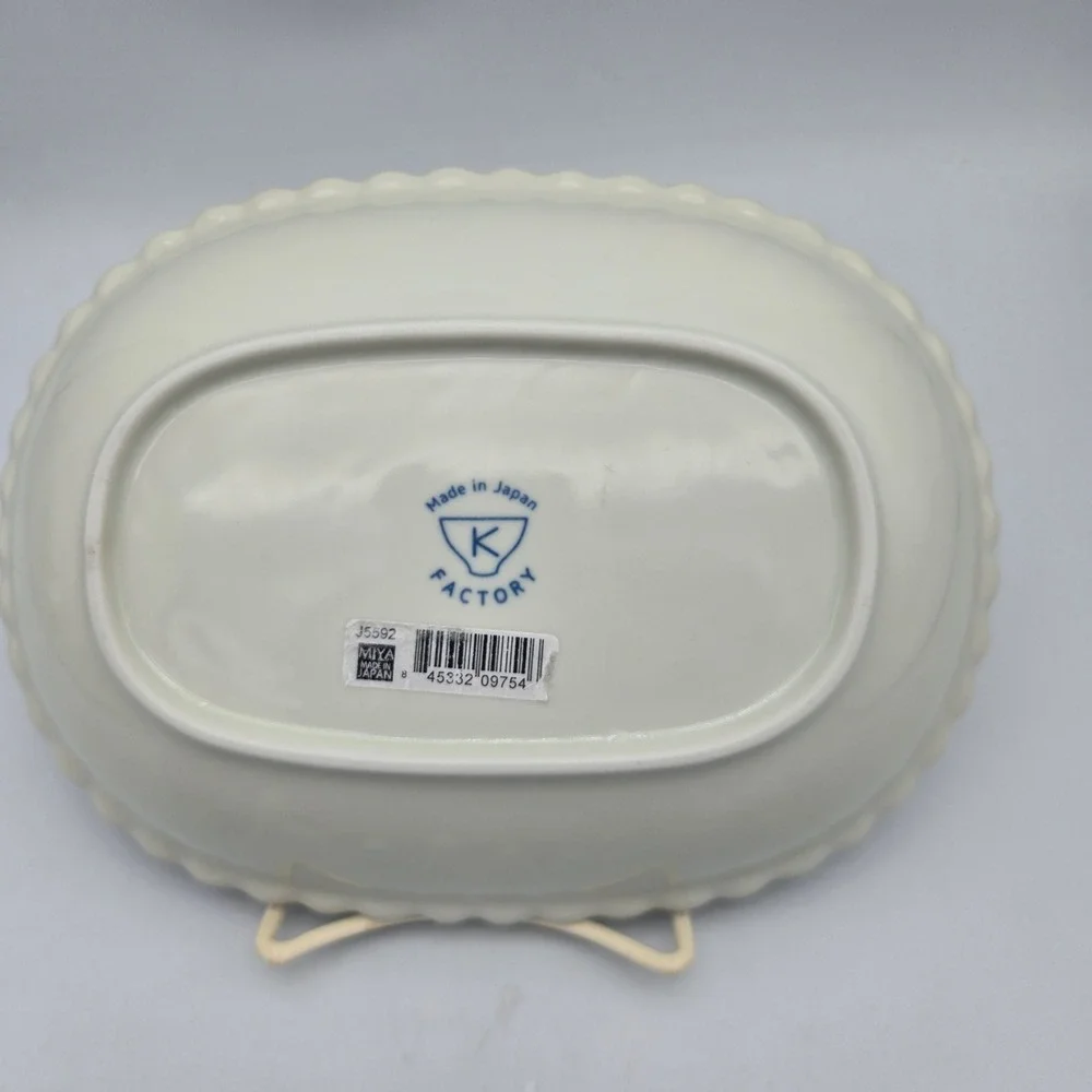 Miya Ceramic Oval Bowl Cat Mouse Doing Laundry Decorative Cute K Factory Japan